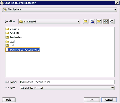 SOA Resource Browser dialog box