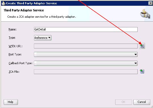 Create Third Party Adapter Service dialog box