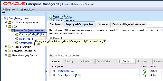 Oracle Enterprise Manager console