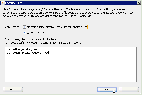 Localize Files dialog box