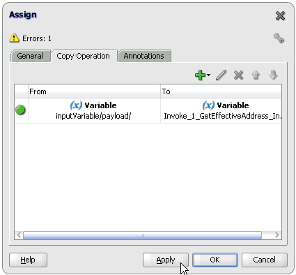 Assign dialog box