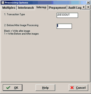 Processing Options dialog box