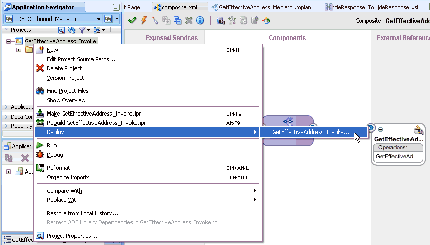 Deploy context menu