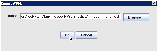 Export WSDL dialog box