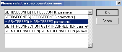 SOAP operation name dialog box