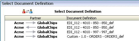 Selecting the document definition