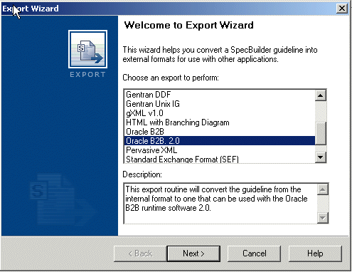 Document editor - exporting as Oracle B2B 2.0 format