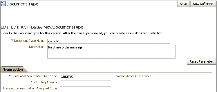 Document type parameters
