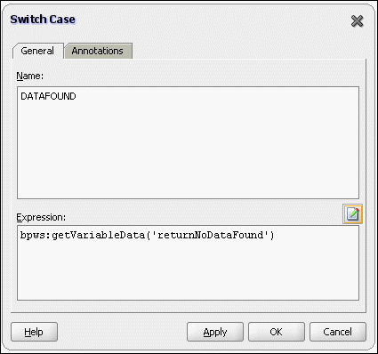 Figure showing a Switch Case dialog box.