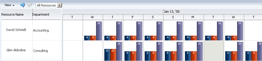 resource utilization Gantt chart for application