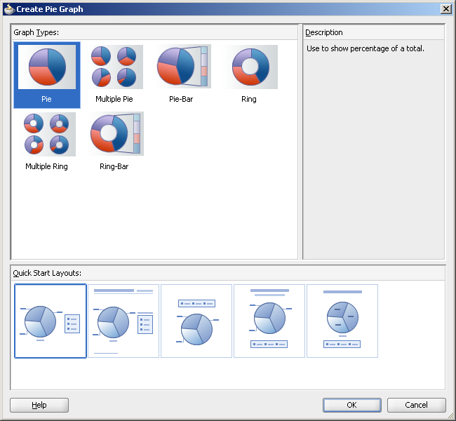 Component Gallery for pie graphs from Component Palette.