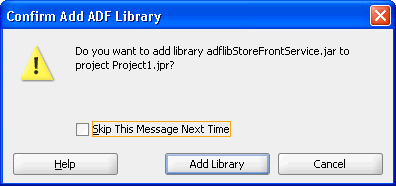 Confirm ADF Library dialog.