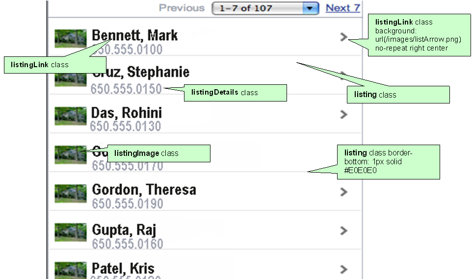 A listing of dynmaic links