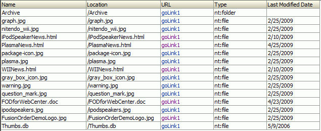 Folder Content in Read Only Table