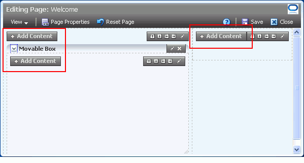 Add Content buttons in Oracle Composer