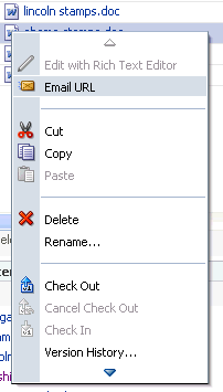 Document Manager task flow File context menu
