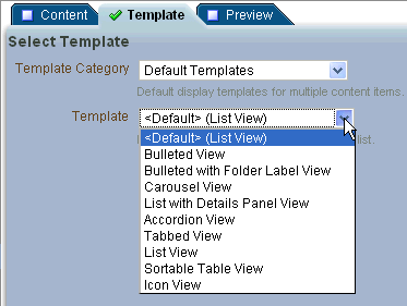 Selecting the multiple content item template