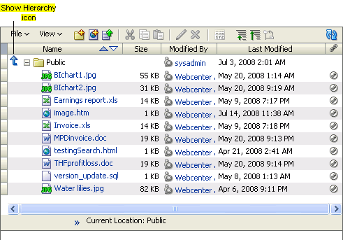 Subfolder displayed as a top-level folder