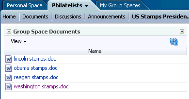 Document List Viewer task flow for group space documents