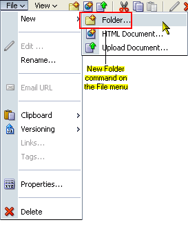 New Folder command on the File menu