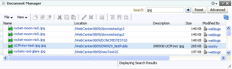 Document search results