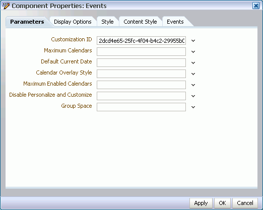 Component Properties dialog