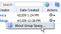 Action menu About Group Space