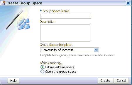 Create Group Space Dialog