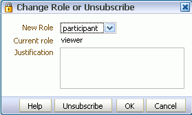 Change Role or Unsubscribe dialog