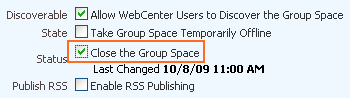 Close the Group Space enabled