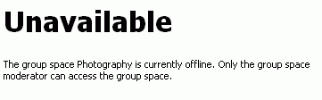 Default Group Space Unavailable Page