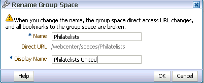 Rename Group Space dialog