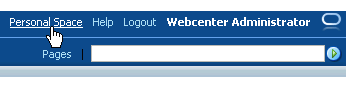 Personal Space link in the WebCenter Spaces application