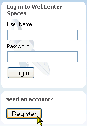 Register button on Welcome page