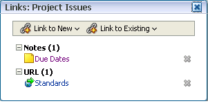 Links dialog box