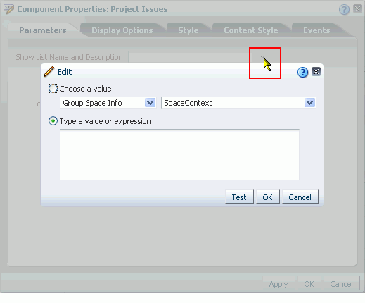 Edit icon next to a parameter value field