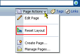 Reset Layout command on Page Actions menu