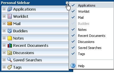 List of Sidebar task flows