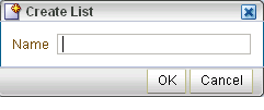 Create List dialog