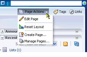 Page Actions menu