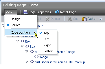 View menu in Oracle Composer