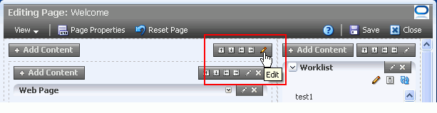 Edit icon on a layout component