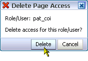Delete Page Access dialog box