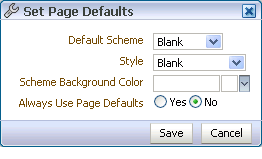 Set Page Defaults dialog box