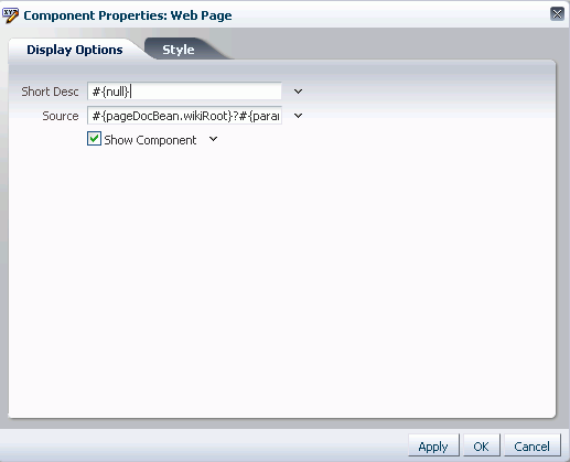 Component Properties dialog