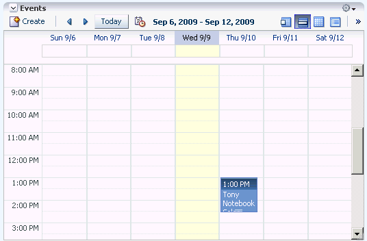 Team meeting scheduled in the Events task flow