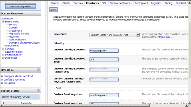 Keystore settings