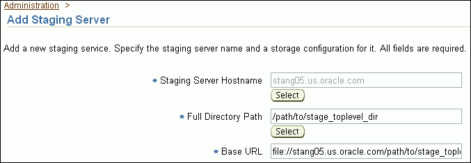 Add Staging Server Page