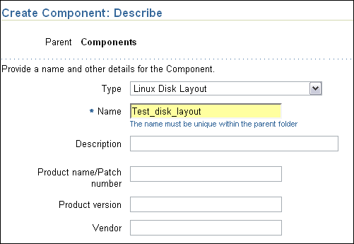 Create Component: Describe Page