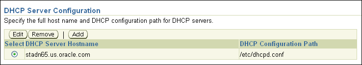 DHCP Server section